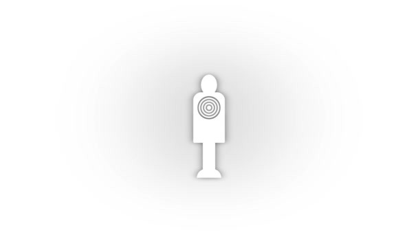 White Target Icon Shadow Isolated White Background Military Target Military — Wideo stockowe