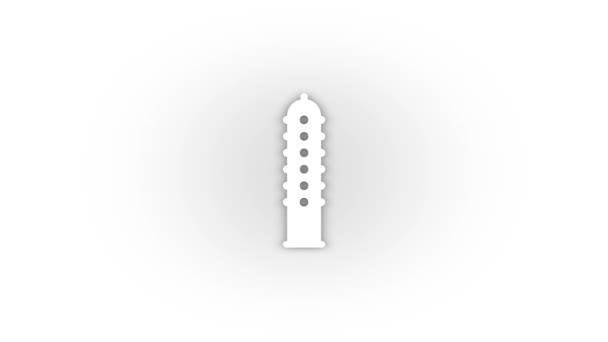 White Condom Icon Shadow Isolated White Background Safe Sex Couple — Video