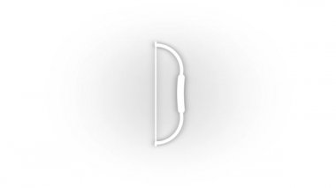 Beyaz arka planda gölgelenmiş beyaz yay simgesi. Spor malzemeleri. Hareket grafikleri için 4K video animasyonu.