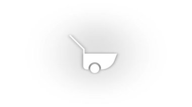 Beyaz arka planda gölgesi olan beyaz araba simgesi. İş aletleri. Hareket grafikleri için 4K video animasyonu.