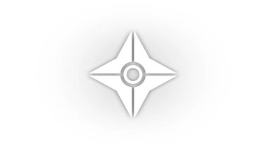 White shuriken icon with shadow isolated on white background. national asian ninja weapon. 4K video animation for motion graphics.