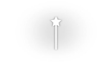 White magic wand icon with shadow isolated on white background. magicians accessories. 4K video animation for motion graphics.