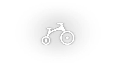 White bike icon with shadow isolated on white background. childrens toys. 4K video animation for motion graphics.
