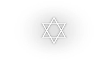 Beyaz arkaplanda gölgesi olan beyaz Yahudi yıldız ikonu. Dini işaret. Hareket grafikleri için 4K video animasyonu.