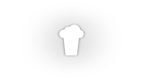 White Chefs Hat Icon Shadow Isolated White Background Food Watching — ストック動画