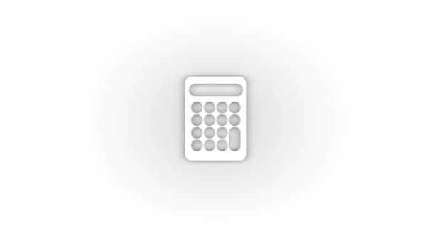 White Calculator Icon Shadow Isolated White Background Office Supplies Video — Vídeo de stock