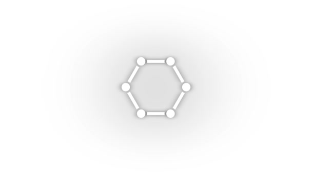 White Hexagon Icon Shadow Isolated White Background Geometric Figure Video — Stock videók