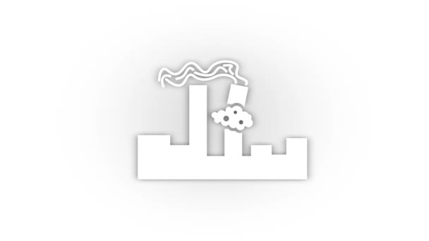 White Explosion Tower City Background Icon Shadow Isolated White Background — Stockvideo