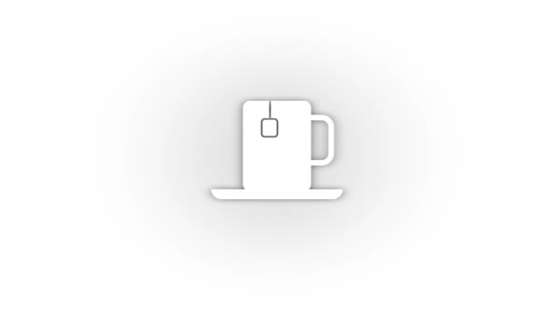 White Mug Tea Icon Shadow Isolated White Background Fragrant Tea — 비디오