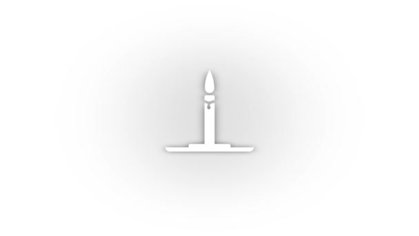 White Candlestick Icon Shadow Isolated White Background Room Lighting Video — Wideo stockowe