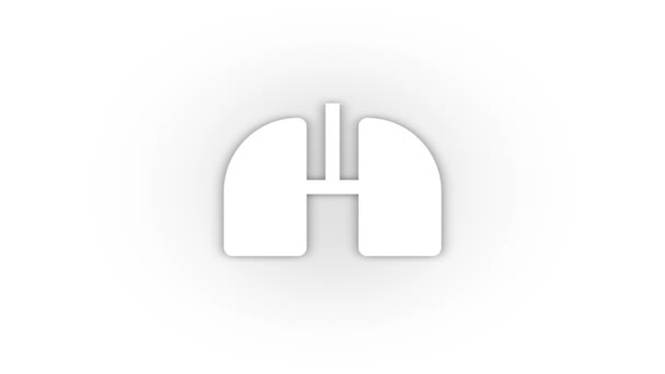 White Lungs Icon Shadow Isolated White Background Human Internal Organs — стоковое видео