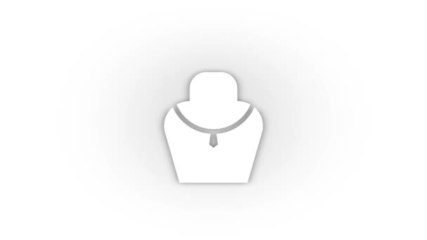 White Luxury Necklace Icon Shadow Isolated White Background Showcase Jewelry — Αρχείο Βίντεο