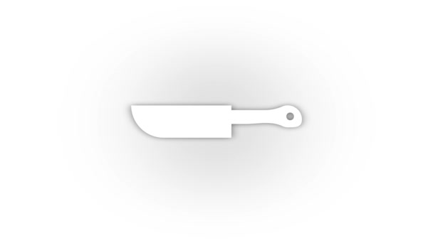 White Kitchen Knife Icon Shadow Isolated White Background Cutting Food — Video Stock
