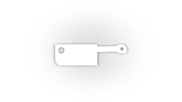 White Kitchen Icon Shadow Isolated White Background Slicing Meat Dish — Wideo stockowe