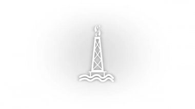 White oil rig icon with shadow isolated on white background. extraction of petroleum products. 4K video animation for motion graphics.