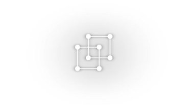 White molecules icon with shadow isolated on white background. square chemical elements. 4K video animation for motion graphics.