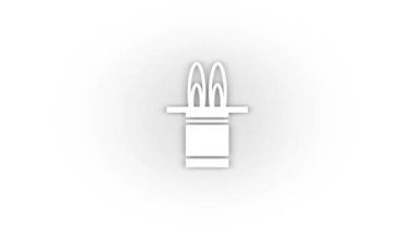 White rabbit in a hat icon with shadow isolated on white background. tricks in the circus. 4K video animation for motion graphics.