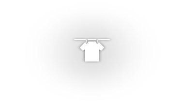 White t-shirt to dry icon with shadow isolated on white background. drying clothes on the street after erasing. 4K video animation for motion graphics.