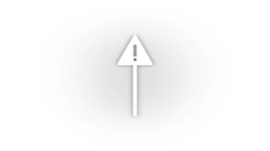 White road sign icon with shadow isolated on white background. informing drivers on the road. 4K video animation for motion graphics.