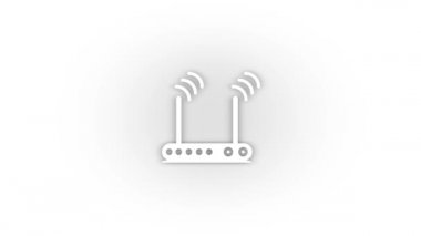 White Wi-Fi router icon with shadow isolated on white background. wireless internet. data transfer. 4K video animation for motion graphics.