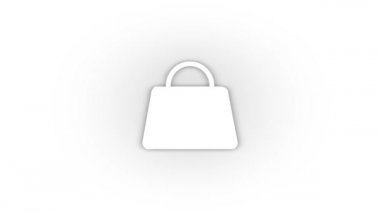 White womens purse icon with shadow isolated on white background. element of the female image. 4K video animation for motion graphics.