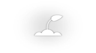 White plant icon with shadow isolated on white background. the plant sprouted from the ground. 4K video animation for motion graphics.