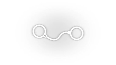 White handcuff icon with shadow isolated on white background. police equipment. detention of the offender. 4K video animation for motion graphics.