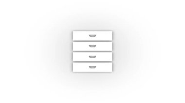 White nightstand icon with shadow isolated on white background. storage of things and clothes in the house. 4K video animation for motion graphics.
