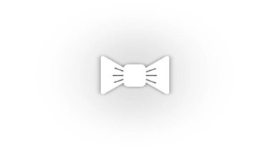 White butterfly for a suit icon with shadow isolated on white background. element of the image of a gentleman. 4K video animation for motion graphics.