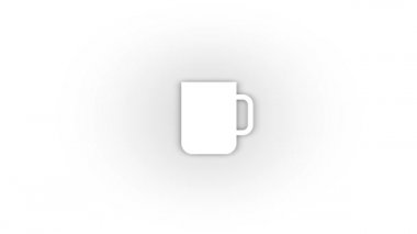 White mug icon with shadow isolated on white background. drinking fluids while working. 4K video animation for motion graphics.