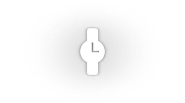 White mechanical watch icon with shadow isolated on white background. personal wristwatch. 4K video animation for motion graphics.