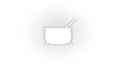 White cauldron icon with shadow isolated on white background. cooking potion witch. 4K video animation for motion graphics.
