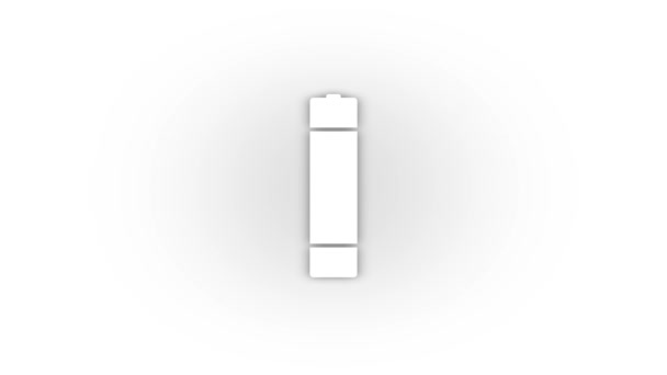 White Battery Icon Shadow Isolated White Background Energy Storage Video — 비디오