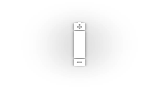 White Battery Icon Shadow Isolated White Background Gadget Video Animation — Vídeos de Stock