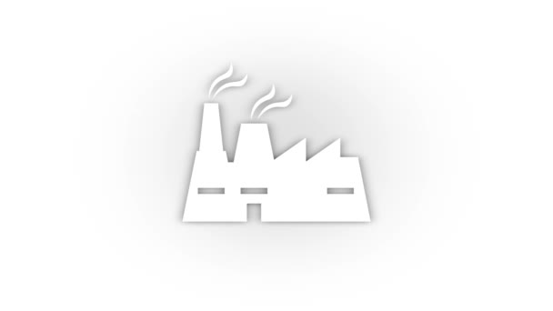 White Nuclear Power Plant Icon Shadow Isolated White Background Electricity — Wideo stockowe