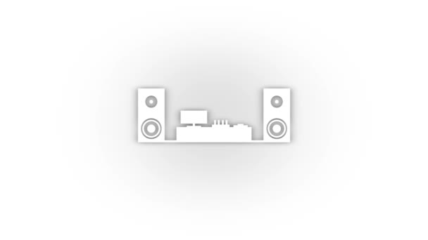 White Music Station Icon Shadow Isolated White Background Equipment Video — Stock videók