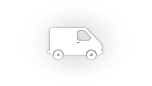 White Freight Bus Icon Shadow Isolated White Background Delivery Goods — Stock Video