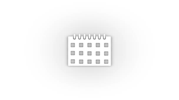 White Calendar Icon Shadow Isolated White Background Tracking Days Month — ストック動画