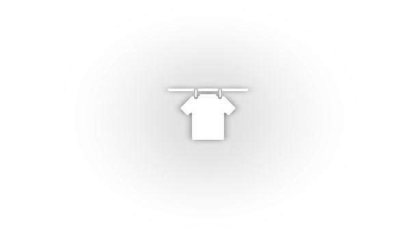 White Shirt Dry Icon Shadow Isolated White Background Drying Clothes — Wideo stockowe