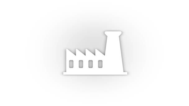 White Nuclear Power Plant Icon Shadow Isolated White Background Electricity — Video Stock