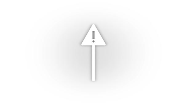 White Road Sign Icon Shadow Isolated White Background Informing Drivers — Stockvideo