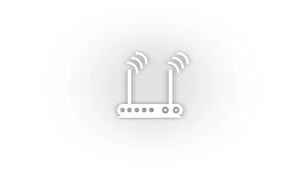 White Router Icon Shadow Isolated White Background Wireless Internet Data — Stock video