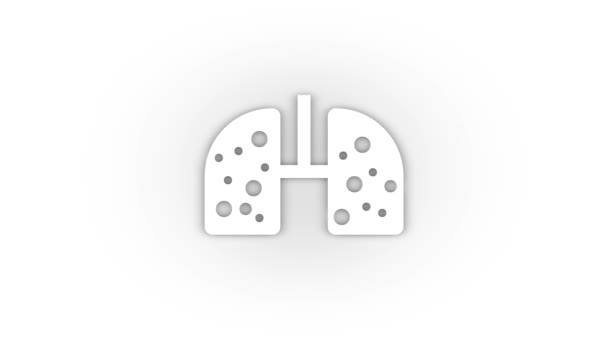 White Sick Human Lungs Icon Shadow Isolated White Background Treatment — Stock video