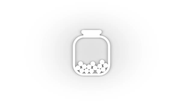 White Jar Medicines Icon Shadow Isolated White Background Drug Treatment — Wideo stockowe