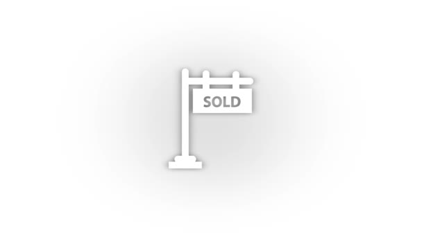 White Realtor Sign Icon Shadow Isolated White Background Realtor Sign — Vídeos de Stock