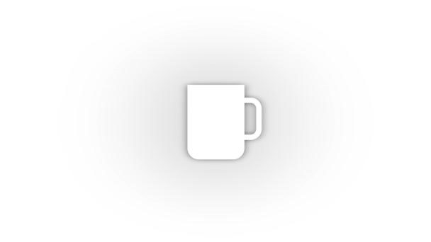 White Mug Icon Shadow Isolated White Background Drinking Fluids While — Stok video