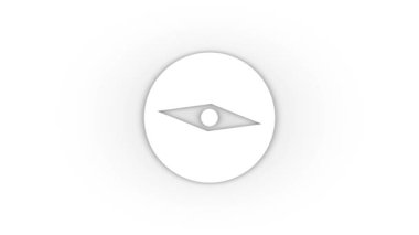 White compass icon with shadow isolated on white background. determining the direction of the road in a tourist trip. 4K video animation for motion graphics.