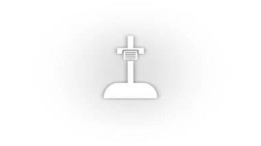 White grave icon with shadow isolated on white background. tomb of a warrior. 4K video animation for motion graphics.