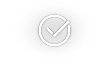 White completed task icon with shadow isolated on white background. set tasks. 4K video animation for motion graphics.