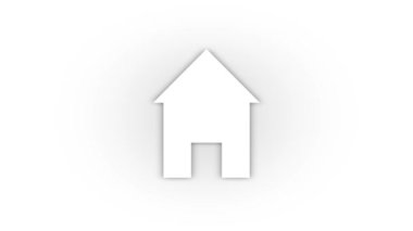 White house icon with shadow isolated on white background. family house. 4K video animation for motion graphics.